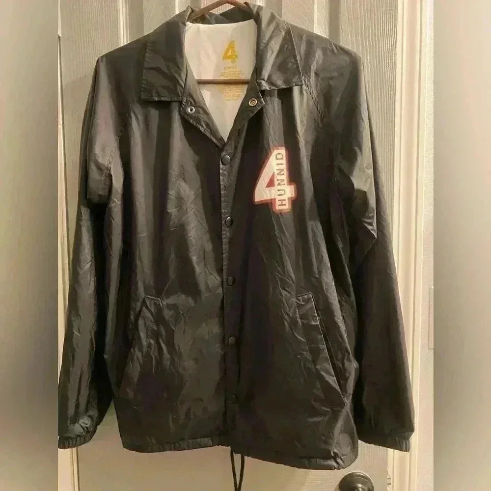 4 Hunnid Good Sex Black Coaches Jacket Black nylon with red EUC Men’s size small